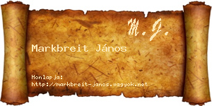 Markbreit János névjegykártya